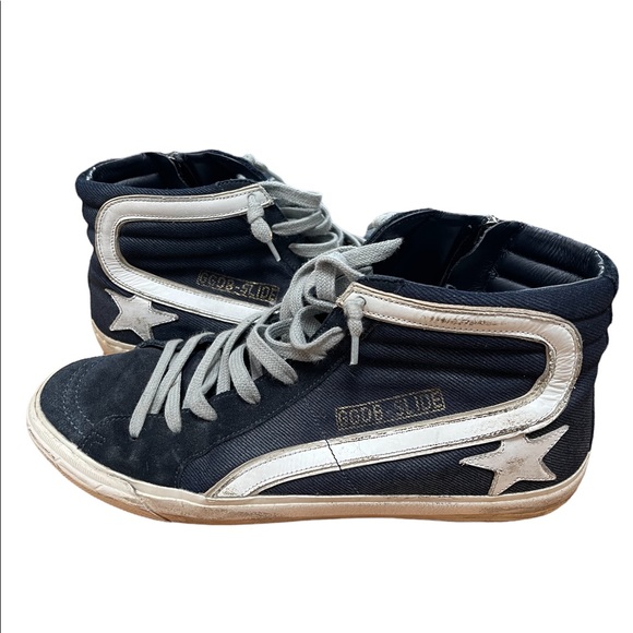 Golden Gooses “Slide” High-Top Navy Blue Sneakers Size EUR 40 - Picture 7 of 13